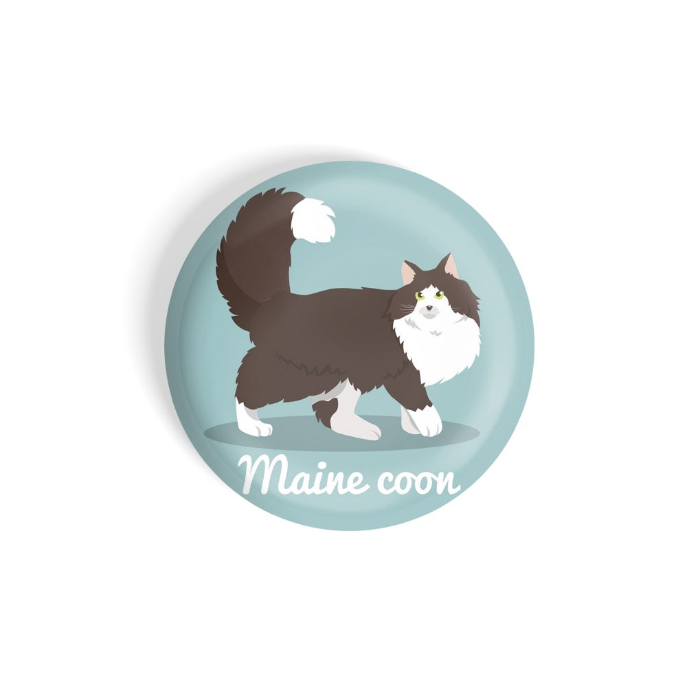 dhcrafts Round Fridge Magnet Blue Color Maine Coon Pet Cat Glossy Finish Design Pack of 1 (58 mm)